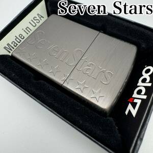 【未使用】ZIPPO SevenStars オイルライター 黒銀 ロゴ刻印 ジッポー セブンスター セッター 懸賞 非売品 喫煙具 ブラック シルバー