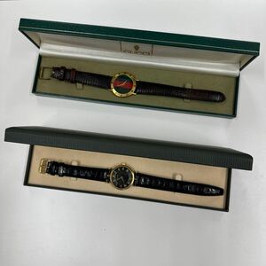 2 GUCCI 2040M 黒文字盤 グッチ シェリーライン 3000.2.M メンズ 腕時計 ゴールドカラー まとめて ケース付