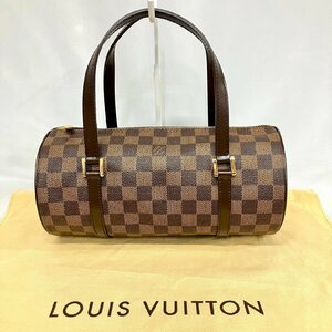 ※※美品 LOUIS VUITTON ルイ・ヴィトン パピヨンＰＭ ダミエ エベヌ N51304 ハンドバッグ 保存袋付き ブラウン系 内張り赤 レディース※