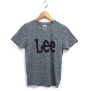 リー LEE カットソー Tシャツ クルーネック コットン混 ロゴ プリント 半袖 XS グレー /NT15 レディース