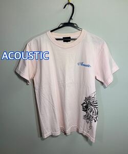 ■ACOUSTIC アコースティック■ピンク フェードTシャツ　インディアン:M☆BT-2