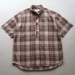 90s〜00s J.CREW ハーフボタン プルオーバー 半袖チェックシャツ M