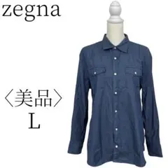 ★美品 zegna  ゼニア ネイビー シャツ カジュアル L