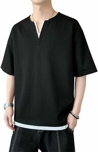 Tシャツ 夏服 メンズ 半袖 tシャツ カジュアル Vネックビッグ L