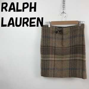 【人気】RALPH LAUREN/ラルフローレン ミニスカート タイトスカート アルパカ混 チェック柄 ブラウン系 サイズ9 レディース/S3722