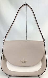 【未使用】F0687 kate spade ケイトスペード レザー レイラ 2way ミディアムフラップ ショルダー ハンドバッグ ベージュ レディース バッグ