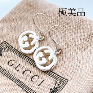 極美品＊グッチ GUCCI 925 ピアス シルバー レディース ER19 両耳 両方 アクセサリー フック型 インターロッキング