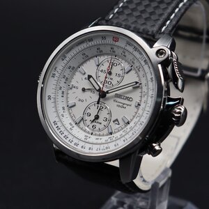 SEIKO CHRONOGRAPH セイコー パイロット クロノグラフ 100M防水 7T62-0HM0 クォーツ 白文字盤 インナーベゼル スモセコ デイト メンズ