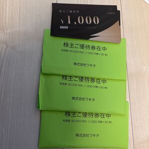 ワキタ　株主優待券　ホテルコルディア　大阪 90000円分(1000円×90枚)　匿名配送ゆうパケットポスト 