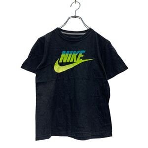 NIKE 半袖 ロゴTシャツ S 130～ キッズ ブラック ライトグリーン ナイキ クルーネック グラデーションロゴ 古着卸 アメリカ仕入 a604-5219