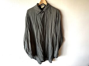 (^w^)b Yohji Yamamoto POUR HOMME ヨウジヤマモト プールオム ビッグシルエット デザイン シャツ M チャコール グレー シルク レーヨン