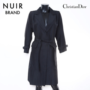 クリスチャンディオール Christian Dior コート シルク　ロング サイズ8 ブラック