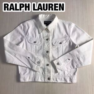 POLO JEANS CO. RALPH LAUREN ポロ ジーンズ コウ ラルフローレン デニムジャケット S ホワイト ショート丈 刺繍ロゴワッペン