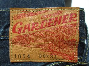 貴重 未使用品 GARDENER ガーデナー Lot:1954/ジーンズ/デニム/30×34/ユーズド加工/インディゴ