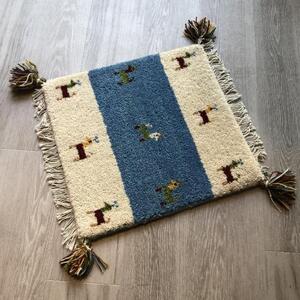 高級手結び絨毯 GABBEH ギャッベ 40×40cm ウール 玄関マット おしゃれ カーペット 絨毯 ハンドノット ギャベ ラグ 段通 キリム 103