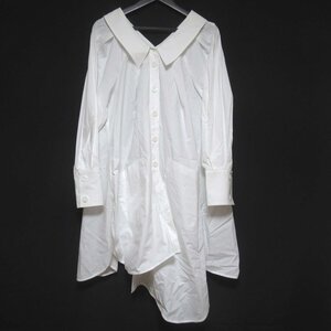 美品 21SS ENFOLD エンフォルド SOMELOS TWO Side Tunic アシンメトリー シャツ チュニック 300ES930-0480 38サイズ ホワイト