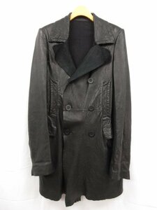 HH【Rick Owens リックオウエンス】OLMAR and MIRTA RU6780 最高級 重厚感 トレンチ風レザーコート (メンズ) sizeM ブラック □17MW3171□