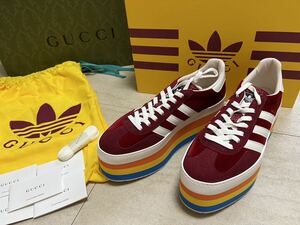 新品未使用GUCCI グッチ × adidas アディダス コレクションGUCCI Gazelle ガゼルスニーカー 厚底 【即完売サイズ 25.5cm】定価17万