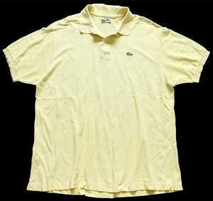 ★70s フランス製 CHEMISE LACOSTE ラコステ ワンポイント コットン 鹿の子 ポロシャツ 薄黄 7★132 特大 ビンテージ フレンチ ユーロ