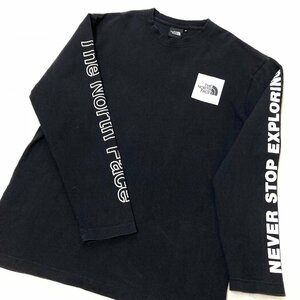 THENORTHFACE ザノースフェイス　ロゴ プリント 長袖 Tシャツ/トレーナー　ブラック/黒　S（大きめ）NT32042