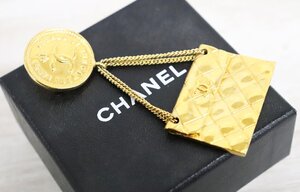 【行董】CHANEL シャネル ブローチ マトラッセ 93A ヴィンテージ アンティーク ゴールド 箱付き DS036ABH47