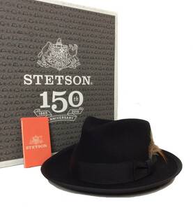 未使用 STETSON ステットソン USA製 WHIPPET ウールフェルト ハット 帽子 ブラック 73/8 59cm
