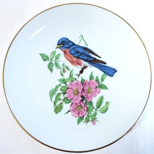 #a6 即決 ① ヴィンテージ ドイツ製 Bareuther Waldsassen ババリア 鳥 鳥の絵皿 プレート 直径約20cm