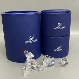 極美品 スワロフスキー クリスタル 置物 ピエロ 他 3点 SWAROVSKI クリスタル 保管品 オブジェ インテリア