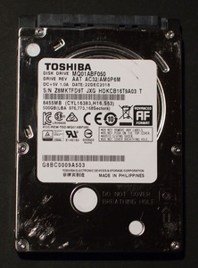 【使用3007時間】東芝 2.5 HDD 500GB SATA