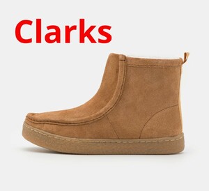 新品★Clarks クラークス ヌバックレザー ブーツ キャメル UK3.5 22.5cm クラークスジャパン正規品 定価25300円 モカシン