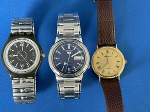 SEIKO セイコー 5,Swatch,Roventa メンズ自動巻き腕時計3点まとめジャンク品管理番号8-A112