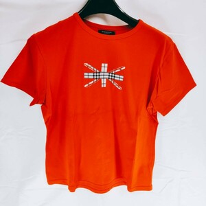 【美品】BURBERRY バーバリー Tシャツ 半袖シャツ オレンジ チェック XL シャツ トップス 上着 長袖 シンプル ヴィンテージ 衣類 服 A-10