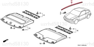 ホンダ純正 CR-X EF6,EF8 モール4か所セット ルーフ クォーターガラス フロントガラス 水切りモール HONDA