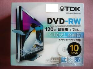 ★☆★　TDK 録画用DVD-RW デジタル放送録画対応(CPRM) 1-2倍速 5色カラープリンタブル 10枚パック 5mmスリムケース 　未開封品　 ★☆★