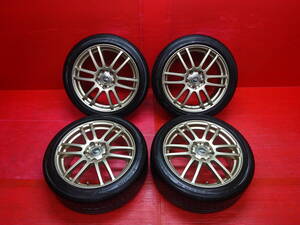 美品♪ DIREZZA NSC 社外17インチホイール 4本 7J +48 5H 114.3 YOKOHAMA BluEarth-GT 215/45R17 アルテッツァ ヴォクシー セレナ マークⅡ