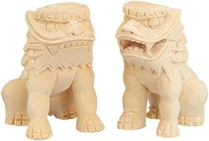 神棚の里 神具 狛犬極上彫り ナチュラル 7.5×4×6cm 新品