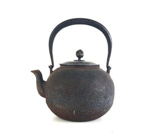 【寧】煎茶道具 鉄瓶 湯沸 日の丸形 時代品