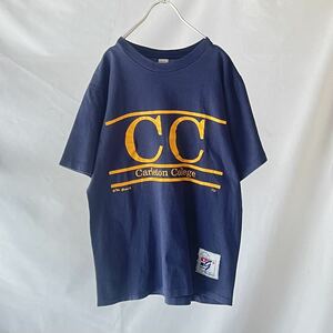 Made in USA CarletonCollege アメリカ製 ネイビーCC 半袖Tシャツ vintage