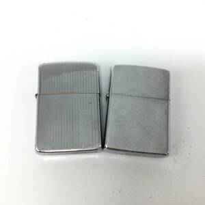 GG70□【火花確認済み】2点セット ZIPPO ジッポ オイルライター / ストライプ 無地 / 喫煙グッズ 喫煙具 現状品