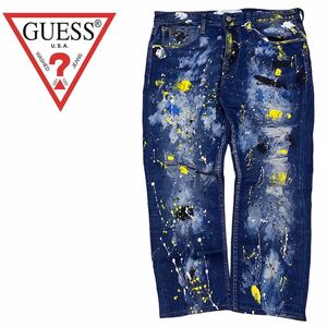 【GUESS】ゲス　ペイントデニム　ダメージジーンズ　ペインターパンツ　デニムパンツ　☆