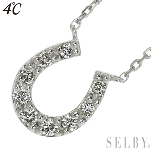 4℃ Pt850 ダイヤモンド ペンダントネックレス 馬蹄 SELBY