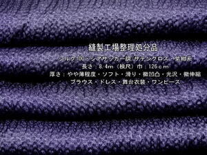 シルク100 シアサッカー調/サテンクロス やや薄 紫紺系10m最終