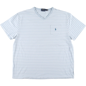 古着 ラルフローレン Ralph Lauren POLO RALPH LAUREN CLASSIC FIT Vネック 半袖 ボーダーTシャツ メンズXL /eaa453976