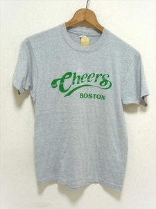 80’ｓ ビンテージ Cheers BOSTON Ｔシャツ 半袖 L グレー USA製 ロゴ レストランバー 50/50 スクリーンスターズ製 チアーズ 男女兼古着