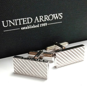 【uac52】UNITED ARROWS　ユナイテッドアローズ　カフス　カフリンクス　斜めストライプ　長方形/レクタングル　新品