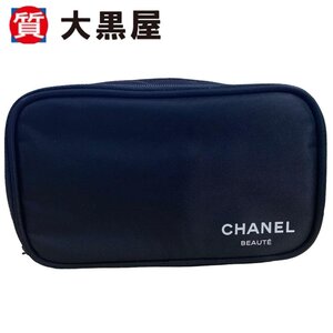 【大黒屋82】CHANEL シャネル CHANEL BEAUTE メイクポーチ 化粧 コスメ メイクブラシ入れ ノベルティ 非売品 黒 ブラック ナイロン 美品