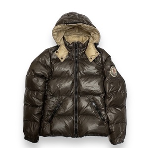 モンクレール MONCLER 国内正規 ヒマラヤ HIMARAYA ダウンジャケット フェザー混 デカロゴ ワッペン フーディー 1 グレー ベージュ メンズ