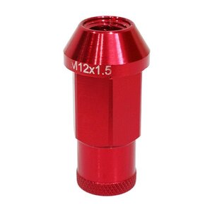 ю 【メール便】 アルミ ホイールナット M12×P1.5 19HEX 50mm [ 貫通Bタイプ ] 1個 〔 レッド 〕 トヨタ/ホンダ/三菱/マツダ/ダイハツ