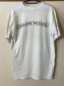 クロムハーツ CH クロス スクロール ラベル ロゴ Tシャツ サイズL 白 CHROME HEARTS SCROLL LABEL logo T-SHIRT Tee 半袖 初期 トップス