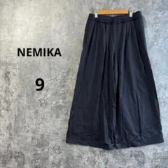 Z219【NEMIKA】ウェストゴムワイドパンツ ガウチョパンツ 大人カジュアル